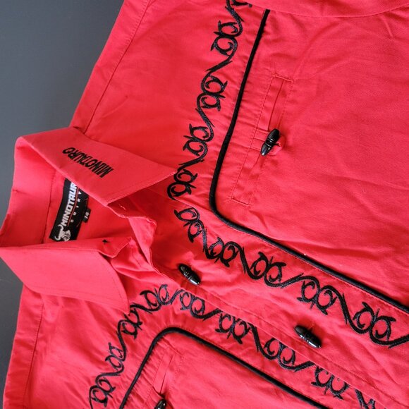 Minotauro Western Wear Embroidered Button-down Shirt, Women’s Sz 14, Red/Black - Picture 8 of 10